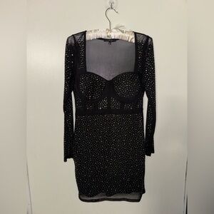 Iris Black Sequin Embellished Long Sleeve Dress
